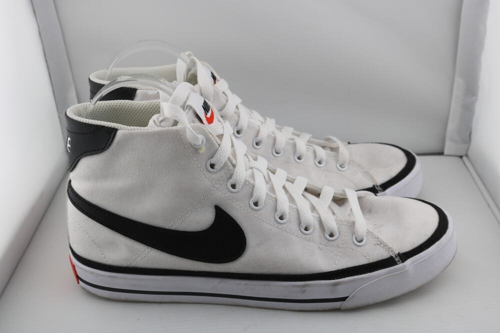 Nike Court Legacy Canvas Mid White Black DD0161-100 Womens Size 9 Sneakers